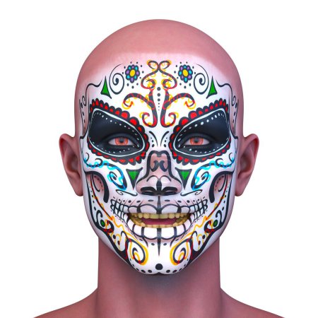 3D rendering of a man with face painting