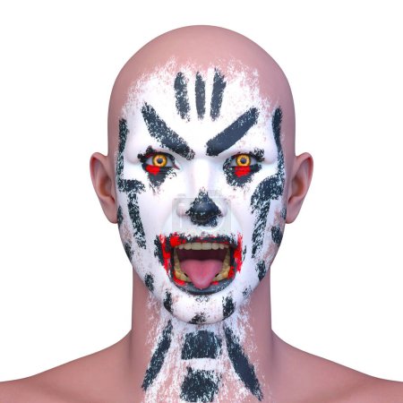 3D rendering of a man with face painting