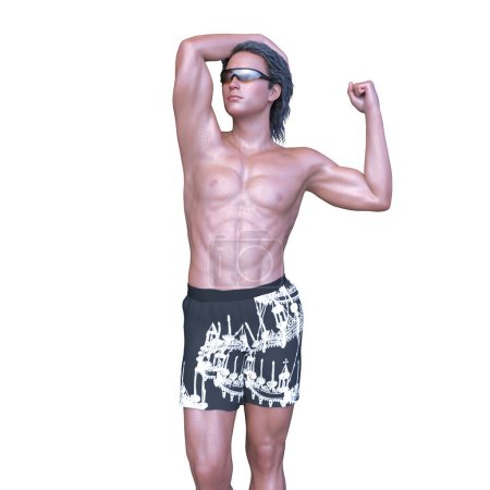 3D rendering of a man in half pants