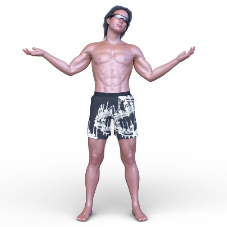 3D rendering of a man in half pants