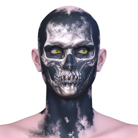 3D rendering of a man in horror make up