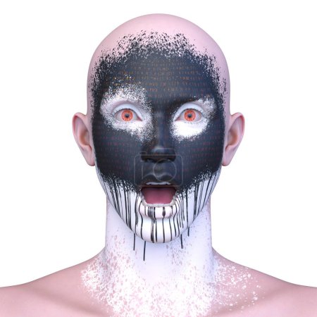 3D rendering of a man in horror make up