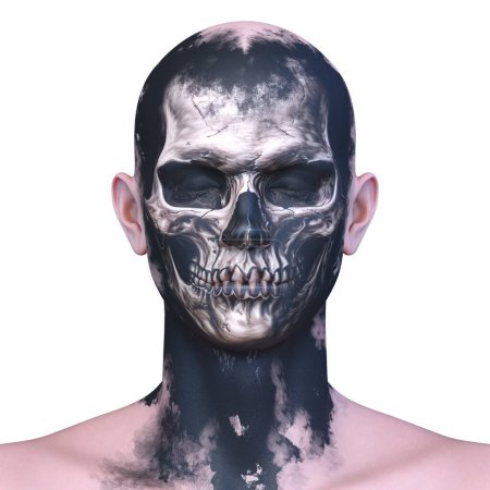 3D-Darstellung eines Mannes im Horror-Make-up