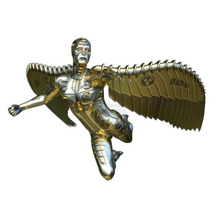 Representación 3D de un cyborg masculino
