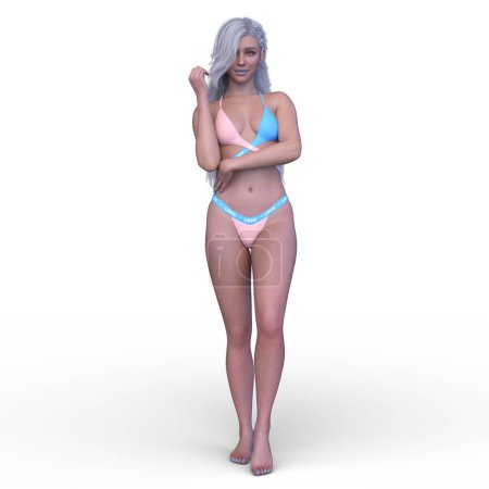 3D-Darstellung einer Frau im Bikini