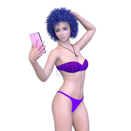 rendu 3D d'une femme en bikini