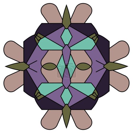 Ornament geometrischer Schmetterlingsfiguren im Stil der Kombinatorik auf weißem Hintergrund 