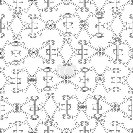 Seamless pattern with keys forming an ornament on a white background