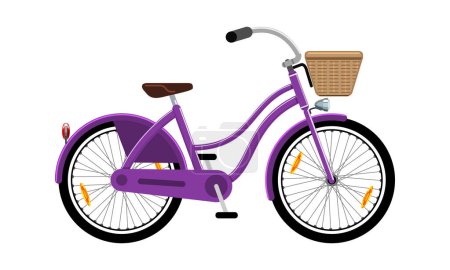 Photo for Bicycle with basket color clipart on white background. Isolated vector illustration - Royalty Free Image