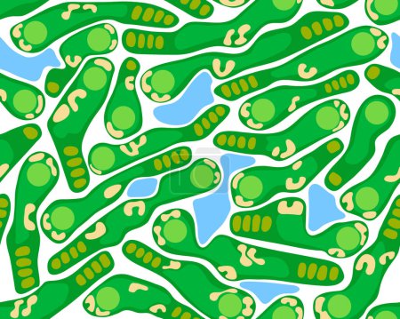 Illustration for Golf course layout seamless pattern. Top view of vector map color illustration - Royalty Free Image