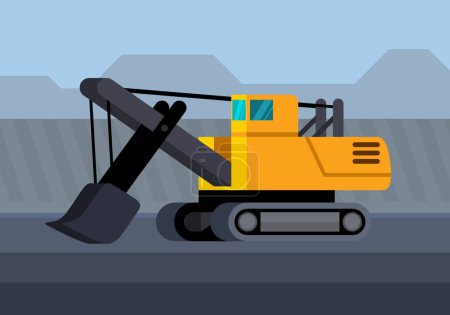 Photo for Power shovel excavator minimalistic icon. Construction equipment vector. Heavy equipment vehicle. Color icon illustration on color background. - Royalty Free Image