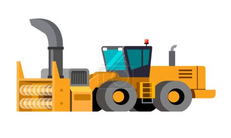 Illustration for Modern snow plow municipal vehicle for snow clearing city street. Colorful vector illustration on white background. Snow blower attachment - Royalty Free Image