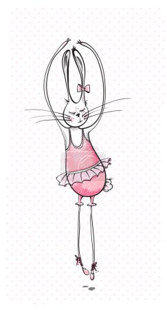Photo for Cute bunny ballerina colorful vector illustration. Cartoon hand drawn bunny in pink - Royalty Free Image
