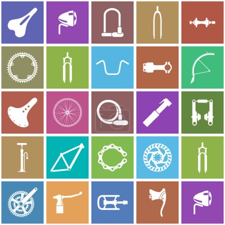 Photo for Icons set of bicycle parts and accessories. Vector colorful illustration - Royalty Free Image