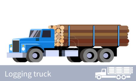 Photo for Logging truck transporting large mounts of wooden logs. Forestry transportation industry. Front side view of colorful vector isolated illustration - Royalty Free Image
