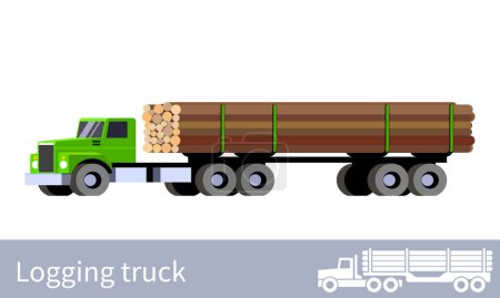 Photo for Logging semi-truck transporting large mounts of wooden logs. Forestry transportation industry. Front side view of colorful vector isolated illustration - Royalty Free Image