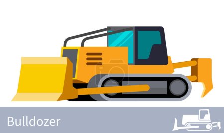 Photo for Bulldozer with log hood guard minimalistic icon. Forestry construction equipment isolated vector. Heavy equipment vehicle. Color icon illustration on white background. - Royalty Free Image