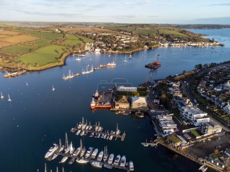 Photo for Falmouth harbour from above cornwall england uk - Royalty Free Image
