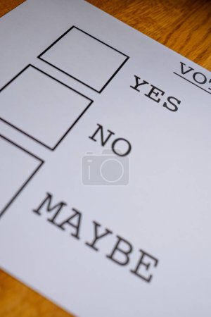 Referendums-Entscheidungspapier mit Auswahlquadraten 