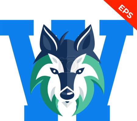 Photo for Wolf emblem, wolf and the letter W, soccer team symbol, school mascot, sports symbol. Wolf symbol to print on a t-shirt. Vector illustration - Royalty Free Image