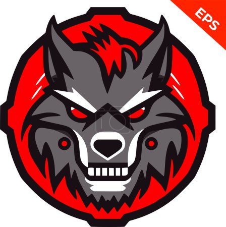 Photo for Flat evil wolf monster, Wolf icons vector, in the style of Warhammer, steel punk, apocalyptic visions, Warhammer 40K orcs, Print. Vector illustration. - Royalty Free Image