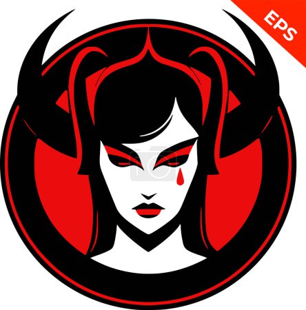 Photo for Woman succubus girl, evil cry icons vector, in the style of fantasy, fantasy, beautiful succubus, Print. Vector illustration. - Royalty Free Image