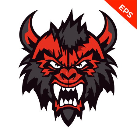 Illustration for Evil bear monster, bear icons vector, in the style of Warhammer, steel punk, apocalyptic visions, Warhammer 40K orcs, Print. Vector illustration. - Royalty Free Image
