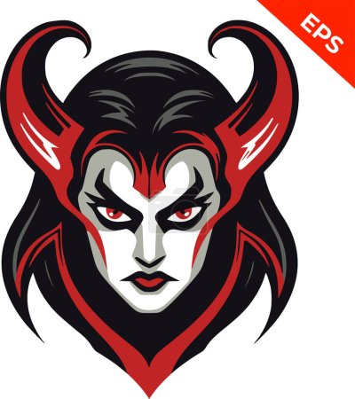Photo for Woman succubus girl, evil icons vector, in the style of fantasy, fantasy, beautiful succubus, Print. Vector illustration. - Royalty Free Image