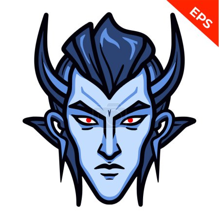 Illustration for Evil elf monster, elf icons vector, in the style of Warhammer, steel punk, apocalyptic visions, Warhammer 40K orcs, Print. Vector illustration. - Royalty Free Image