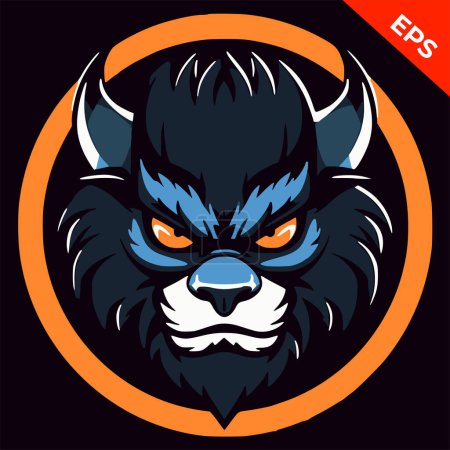 Illustration for Angry beast monster, animal icons vector, in the style of Warhammer, steel punk, apocalyptic visions, Warhammer 40K lion, Print. Vector illustration. - Royalty Free Image