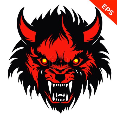 Illustration for Evil wolf monster, Wolf icons vector, in the style of Warhammer, steel punk, apocalyptic visions, Warhammer 40K orcs, Print. Vector illustration. - Royalty Free Image