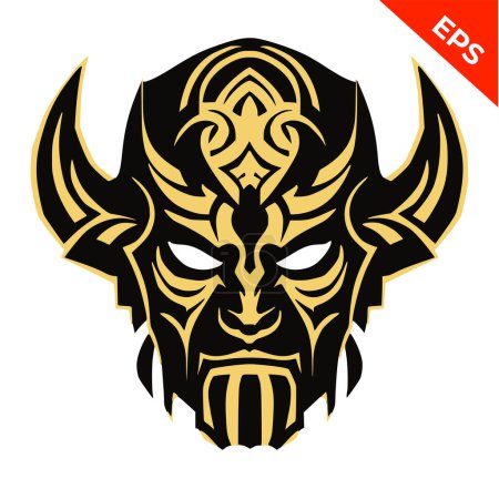 Photo for Mask evil demon monster, lions icons vector, in the style of Warhammer, steel punk, apocalyptic visions, mask demon, Print. Vector illustration. - Royalty Free Image