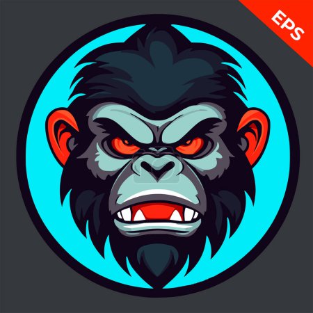 Photo for Cool monkey, chimpanzee. Colourful sticker or emblem. Dangerous monkey, stylish. Vector illustration - Royalty Free Image