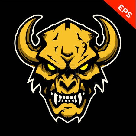 Illustration for Evil demon monster, lions icons vector, in the style of Warhammer, steel punk, apocalyptic visions, Warhammer 40K demon, Print. Vector illustration. - Royalty Free Image