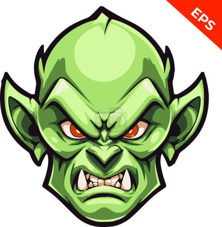Illustration for Angry head orc, Print. Vector illustration. monster, orc icons vector, in the style of Warhammer, steel punk, apocalyptic visions, Warhammer 40K orcs - Royalty Free Image