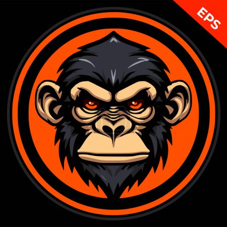 Photo for Cool monkey, chimpanzee. Colourful sticker or emblem. Dangerous monkey, stylish. Vector illustration - Royalty Free Image