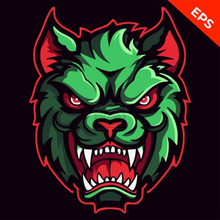 Photo for Greed red evil bear monster, bear icons vector, toxic style, steel punk, apocalyptic visions, fantasy character, Print. Vector illustration. - Royalty Free Image
