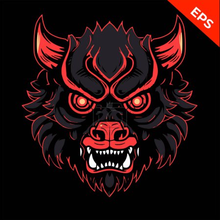 Illustration for Evil bear monster, bear icons vector, in the style of Warhammer, steel punk, apocalyptic visions, Warhammer 40K orcs, Print. Vector illustration. - Royalty Free Image