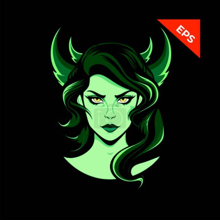 Photo for Woman succubus girl, evil icons vector, in the style of fantasy, steel punk, beautiful succubus, Print. Vector illustration. - Royalty Free Image