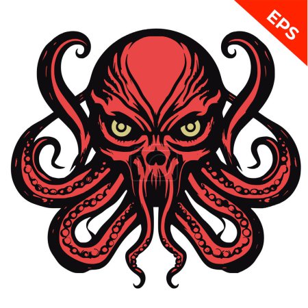 Photo for Kraken monster, Octopus icons vector, in the style of evil icon, steel punk, beautiful elf, Print. Vector illustration. - Royalty Free Image