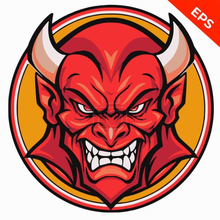 Illustration for Evil demon monster, lions icons vector, in the style of Warhammer, steel punk, apocalyptic visions, Warhammer 40K demon, Print. Vector illustration. - Royalty Free Image