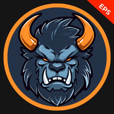 Illustration for Evil beast monster, animal icons vector, in the style of Warhammer, steel punk, apocalyptic visions, Warhammer 40K lion, Print. Vector illustration. - Royalty Free Image
