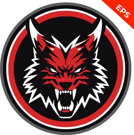 Illustration for Angry wolf monster emblem, Wolf icons vector, in the style of Warhammer, steel punk, apocalyptic visions, Warhammer 40K orcs, Print. Vector illustration. - Royalty Free Image