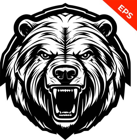 Photo for Black-white bear, angry bear vector. Isolated vector sign symbol. Print. Vector illustration. - Royalty Free Image