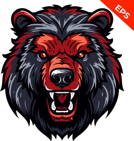 Photo for Greed red evil bear monster, bear icons vector, toxic style, steel punk, apocalyptic visions, fantasy character, Print. Vector illustration. - Royalty Free Image
