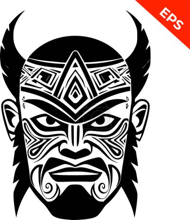 Photo for Tribal mask, Indigenous Pacific Islander mask, face mask, warrior face painted. Vector illustration - Royalty Free Image