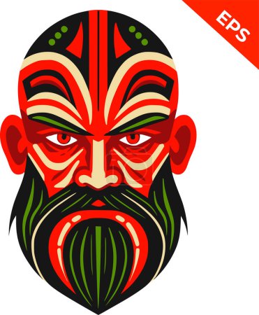 Photo for Tribal mask, Indigenous Pacific Islander mask, coloured face mask, warrior face painted. Vector illustration - Royalty Free Image