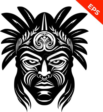 Photo for Tribal mask, Indigenous Pacific Islander mask, face mask, warrior face painted. Vector illustration - Royalty Free Image