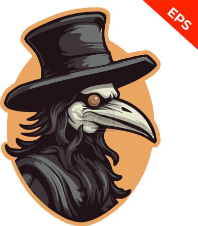 Photo for Plague doctor raven vector, illustration for printing, color plague doctor. Vector illustration, T-Shirt print - Royalty Free Image