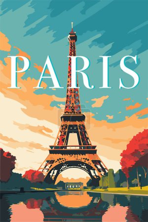 Photo for France landscape, Eiffel Tower, Tour Eiffel Paris, Vector illustration. Vector illustration - Royalty Free Image